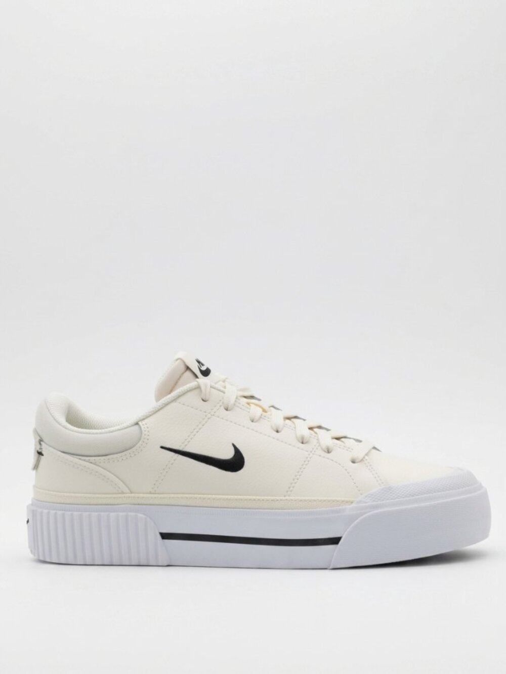 Nike Court Legacy Lift Women Size 7 Ivory Black Athletic Leather Shoes Sneakers